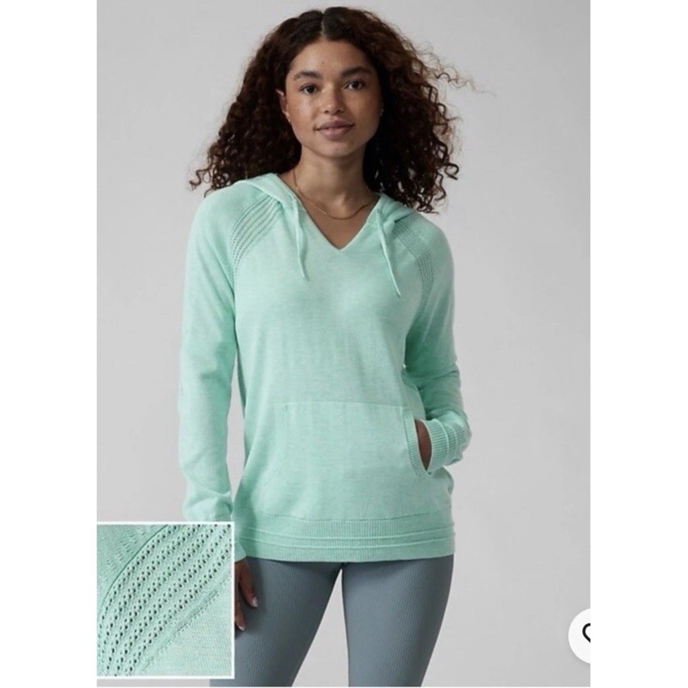 ATHLETA Evergreen Sweater Hoodie Mint Green XL Pockets Athleisure Loungewear